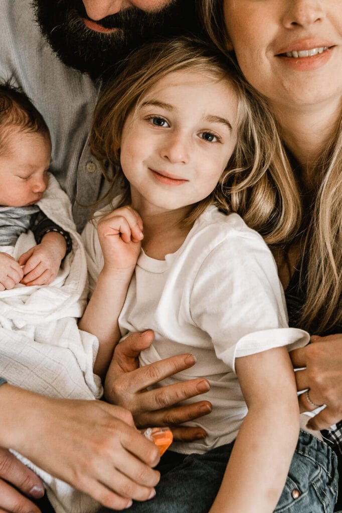 Close up of young blond long-haired boy