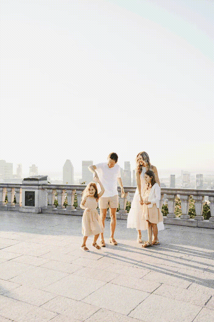 dad twirls little girl at belvedere kondriak in montreal